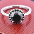 2 Ct Black Diamond Solitaire Ring With Accents in 925 Silver - ZeeDiamonds