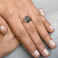 2 Ct Black Diamond Solitaire Ring With Accents in 925 Silver - ZeeDiamonds