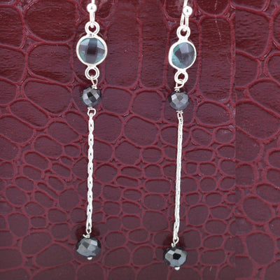 Black Diamond Fancy Dangler Earrings with Chalcedony Stone - ZeeDiamonds