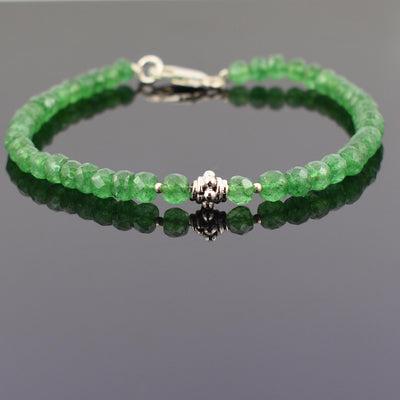 5 mm Emerald Gemstone Bracelet with Silver Finding, 100% Certified - ZeeDiamonds