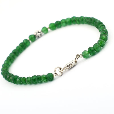 5 mm Emerald Gemstone Bracelet with Silver Finding, 100% Certified - ZeeDiamonds