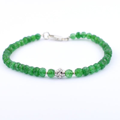 5 mm Emerald Gemstone Bracelet with Silver Finding, 100% Certified - ZeeDiamonds