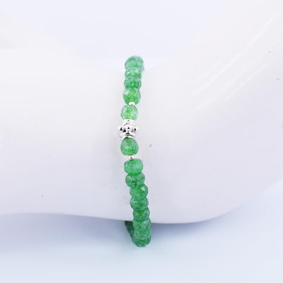 5 mm Emerald Gemstone Bracelet with Silver Finding, 100% Certified - ZeeDiamonds