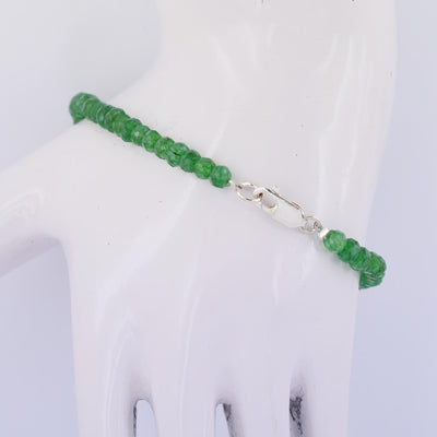 5 mm Emerald Gemstone Bracelet with Silver Finding, 100% Certified - ZeeDiamonds