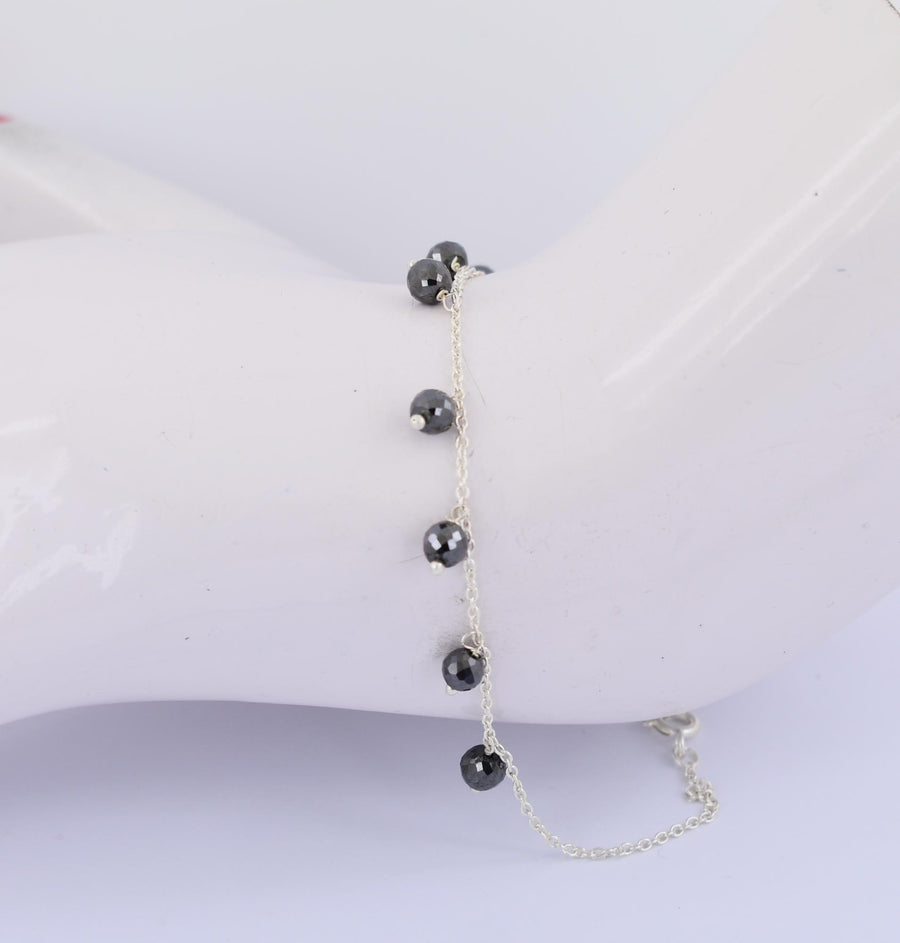 AAA Certified, 4 mm Black Diamond Chain Bracelet, Hanging Style - ZeeDiamonds