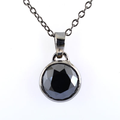 3.90 Ct Certified Brilliant Cut Black Diamond Solitaire Pendant with Bezel Setting - ZeeDiamonds