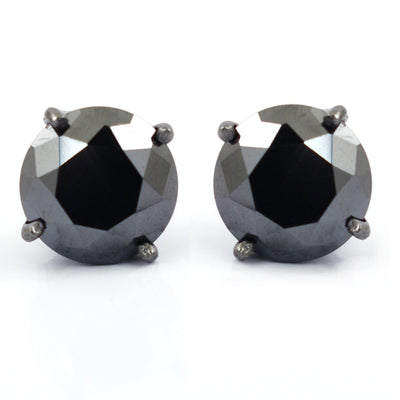 4 Ct AAA Certified Black Diamond Studs in 925 Silver, Great Luster - ZeeDiamonds