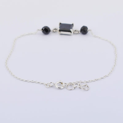 Black Diamond Chain Bracelet With 2 Ct Princess Solitaire Connector - ZeeDiamonds