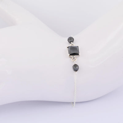 Black Diamond Chain Bracelet With 2 Ct Princess Solitaire Connector - ZeeDiamonds