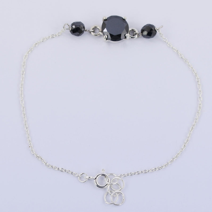 Black Diamond Chain Bracelet With 2 Ct Brilliant Solitaire Connector - ZeeDiamonds