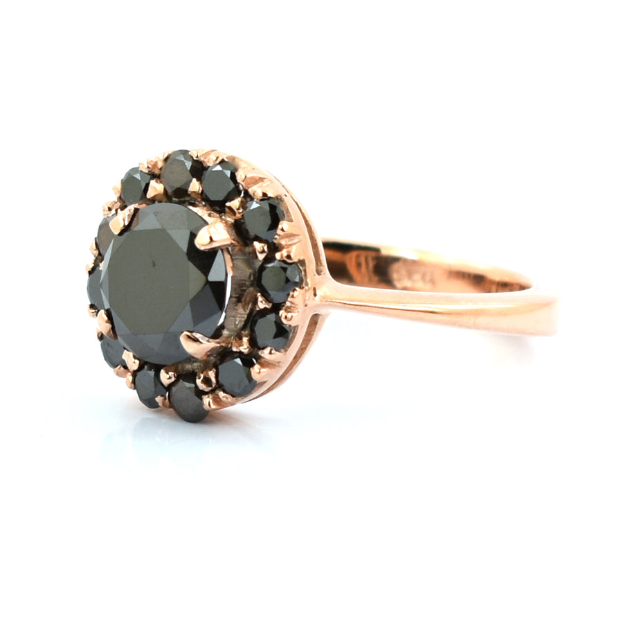 2 Ct Black Diamond Solitaire Designer Women's Ring in 925 Silver - ZeeDiamonds