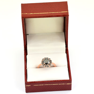 2 Ct Black Diamond Solitaire Designer Women's Ring in 925 Silver - ZeeDiamonds