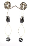 Certified Black Diamond Dangler Chain Earrings in 925 Silver - ZeeDiamonds