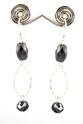 Certified Black Diamond Dangler Chain Earrings in 925 Silver - ZeeDiamonds