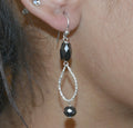 Certified Black Diamond Dangler Chain Earrings in 925 Silver - ZeeDiamonds