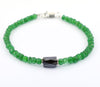 Certified Emerald Gemstone Bracelet With Pipe Shape Black Diamond Bead - ZeeDiamonds