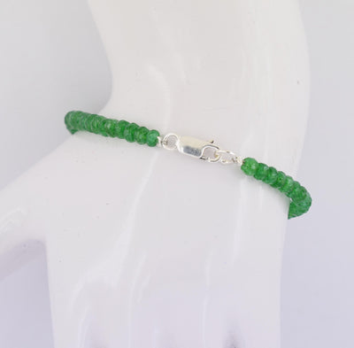 Certified Emerald Gemstone Bracelet With Pipe Shape Black Diamond Bead - ZeeDiamonds