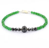 Designer 5mm Emerald Gemstone Bracelet With Black Diamond Bead - ZeeDiamonds