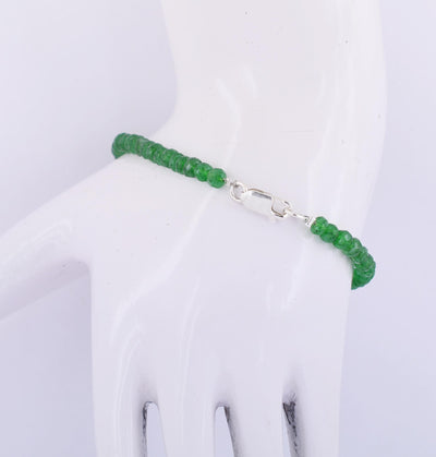 Designer 5mm Emerald Gemstone Bracelet With Black Diamond Bead - ZeeDiamonds