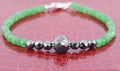 Designer 5mm Emerald Gemstone Bracelet With Black Diamond Bead - ZeeDiamonds