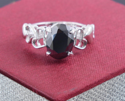 3-4 Ct Black Diamond Solitaire Ring in 925 Sterling Silver - ZeeDiamonds