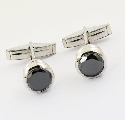 3.70 Ct Black Diamond Cuff-links In 925 Silver , Gift for Men's - ZeeDiamonds