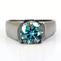 2.25 Ct Certified Blue Diamond Solitaire Ring in Bezel Setting - ZeeDiamonds