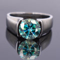 2.25 Ct Certified Blue Diamond Solitaire Ring in Bezel Setting - ZeeDiamonds