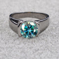 2.25 Ct Certified Blue Diamond Solitaire Ring in Bezel Setting - ZeeDiamonds