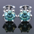 3.50 Ct AAA Certified Blue Diamond Solitaire Studs, Great Shine & Lustre ! - ZeeDiamonds