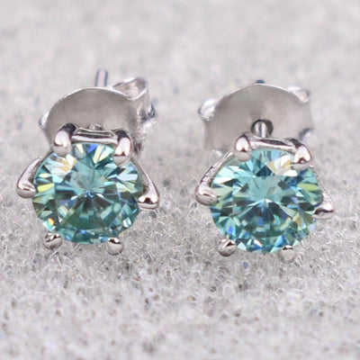 3.50 Ct AAA Certified Blue Diamond Solitaire Studs, Great Shine & Lustre ! - ZeeDiamonds