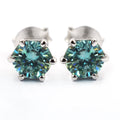 3.50 Ct AAA Certified Blue Diamond Solitaire Studs, Great Shine & Lustre ! - ZeeDiamonds