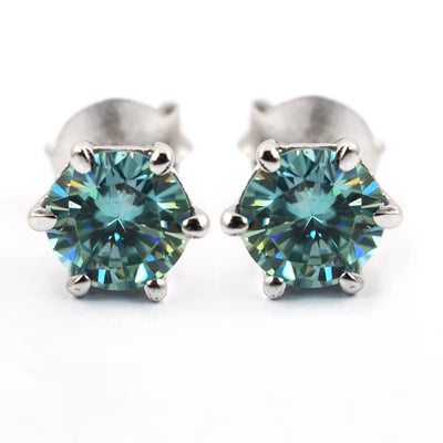 3.50 Ct AAA Certified Blue Diamond Solitaire Studs, Great Shine & Lustre ! - ZeeDiamonds