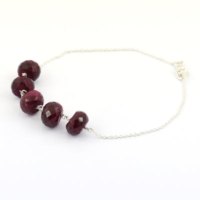 AAA Certified 5-6 mm Faceted Ruby Gemstone Chain Bracelet - ZeeDiamonds