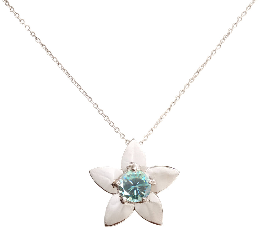 Gorgeous 0.85 Ct, Blue Diamond Flower Pendant, 100% Certified - ZeeDiamonds