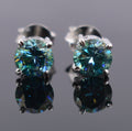 4 Ct AAA Certified Deep Blue Diamond Solitaire Studs, Anniversary Gift - ZeeDiamonds