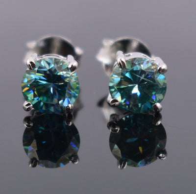 4 Ct AAA Certified Deep Blue Diamond Solitaire Studs, Anniversary Gift - ZeeDiamonds