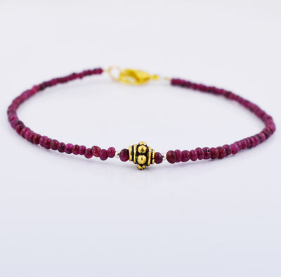 AAA Certified 4 mm Ruby Gemstone Bracelet with Silver Finding - ZeeDiamonds