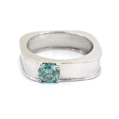 0.70 Ct Blue Diamond Solitaire Ring in Band Style - ZeeDiamonds