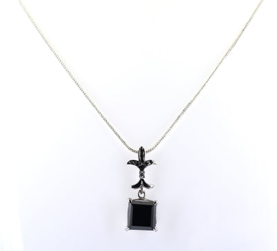 3.25 Ct Elegant Black Diamond Pendant with Accents, Great Shine - ZeeDiamonds