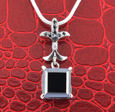 3.25 Ct Elegant Black Diamond Pendant with Accents, Great Shine - ZeeDiamonds