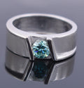 0.80 Ct AAA Certified Exclusive Blue Diamond Solitaire Band Ring - ZeeDiamonds