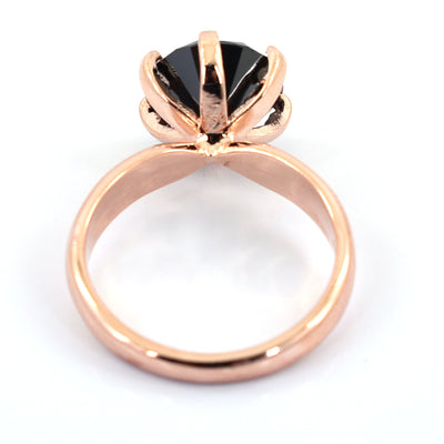 2.75 Ct AAA Quality Round Brilliant Cut Black Diamond Solitaire Ring - ZeeDiamonds