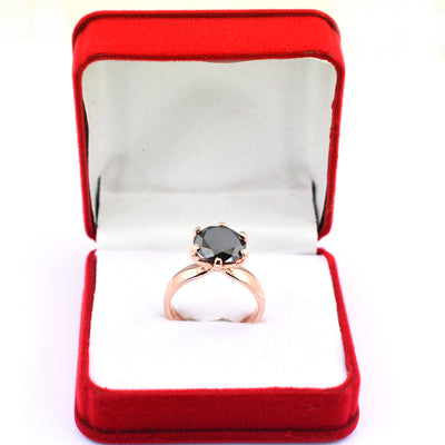 2.75 Ct AAA Quality Round Brilliant Cut Black Diamond Solitaire Ring - ZeeDiamonds