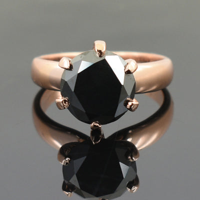 2.75 Ct AAA Quality Round Brilliant Cut Black Diamond Solitaire Ring - ZeeDiamonds