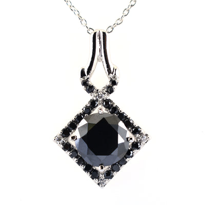 3 Ct Black Diamond Beautiful Pendant with Black Accents, AAA Certified - ZeeDiamonds