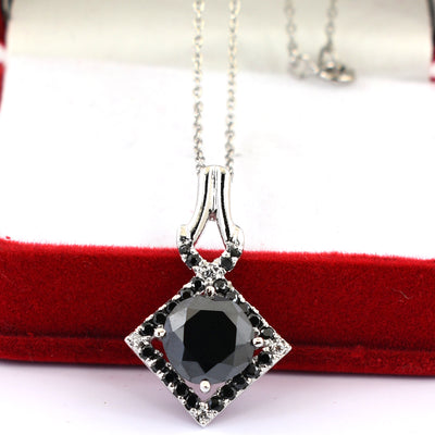 3 Ct Black Diamond Beautiful Pendant with Black Accents, AAA Certified - ZeeDiamonds