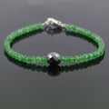 Emerald Gemstone Bracelet With 8 mm Black Diamond Bead, Certified - ZeeDiamonds