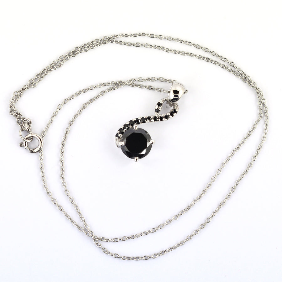 1.50 Ct Certified Gorgeous Black Diamond Pendant with Black Accents - ZeeDiamonds