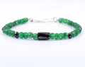 Certified Emerald Gemstone Bracelet With Black Diamond Bead, Great Luster - ZeeDiamonds